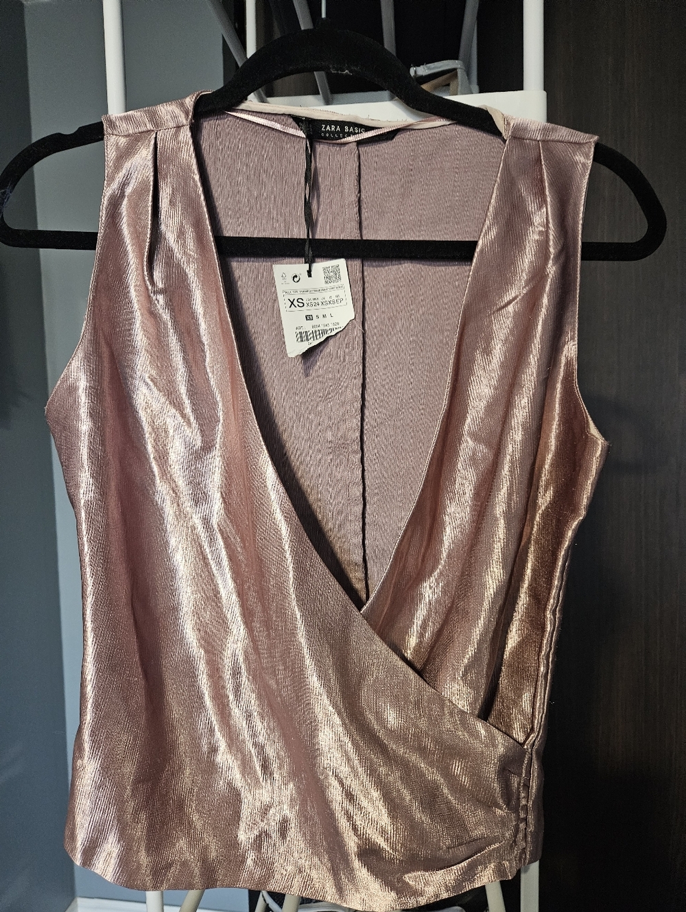 🌸Zara Basic Metallic Rose Pink Sleeveless Top